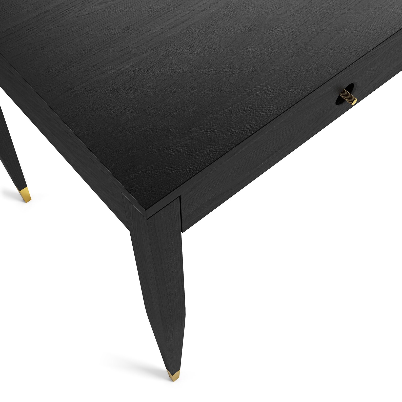 Black Oak Office Desk With Three Solid Oak Drawers Mid Etsy