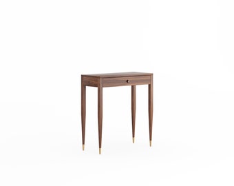 Walnut console table with one drawer and four legs, hallway table, entryway table, dressing table in walnut, vanity table