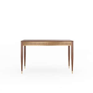 Schreibtisch in Nussbaum mit zwei Schubladen aus massivem Nussbaum mit Messingfronten, modern, Schreibtisch, Schreibtisch aus massivem Nussbaum, Tisch, Schreibtisch