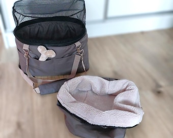 Pet carrier travel box, bag air, flight carrier, dog travel bag with fur, dog bed, dogcarseat