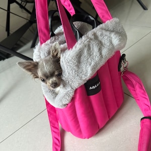 Transportín impermeable y abierto para perros: bolsa de viaje de piel para mascotas con correa