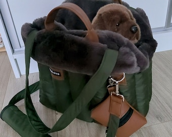 Waterproof Dog Carrier: Fur-Lined Travel Bag for Small Pets