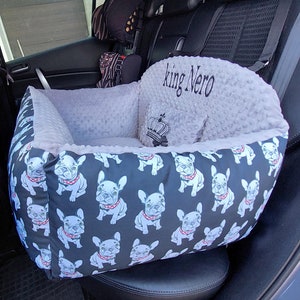 犬用カーシート - ペット用カーシート - 犬用カーシート - 犬用キャリア - ペットキャリア - 犬用シート - フレンチブルドッグ柄、パーソナライズされた犬用ベッド