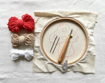 Kit de sous-verres pour débutants : projet de broderie champignon