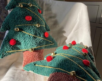 Oreiller fait main pour arbre de Noël, coussin perforé, décoration de maison de vacances