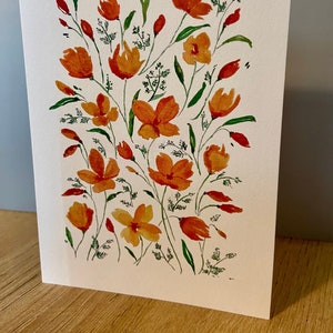Aquarelle California Poppy Blank Carte de vœux 4X6 avec enveloppe