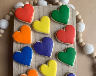 12 Pride Rainbow Heart Sugar Cookies -- Gluten-Free