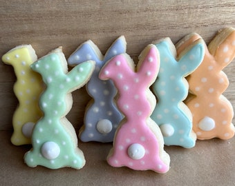 6 Pastel Easter Bunny Sugar Cookies - Gluten-Free - Medium Size