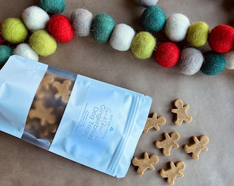 Gingerbread Dog Treats - Grain and Gluten-Free - 4 oz Bag - No Preservatives - Vegan - Handmade - All Natural - Small Batch