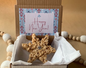 Snowflake Rice Crispy Treats -- Brown Butter and Sea Salt -- Gluten Free -- Send a New Year’s Greeting