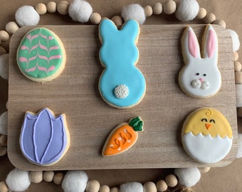 6 Decorated Easter Sugar Cookies - Gluten-Free - Medium Size