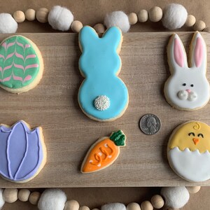 6 Gluten-Free Easter Sugar Cookies with Quarter for Size Reference
