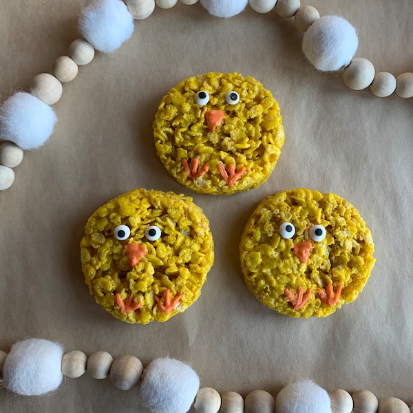 Easter Chick Brown Butter and Sea Salt Rice Crispy Treats - Gluten Free - 6 or 12 - Easter Basket Treat