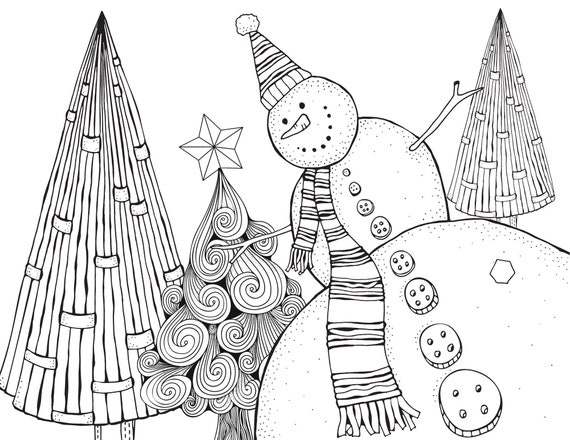 Christmas Color Page, 11x8.5 Instant Download, Snowman, Christmas Trees, Kids, Kids Activity, Christmas Fun, Homeschool, Holiday Printable Christmas Color Page, 11x8.5 Instant Download, Snowman, Christmas Trees, Kids, Kids Activity, Christmas Fun, Homeschool, Holiday Printable