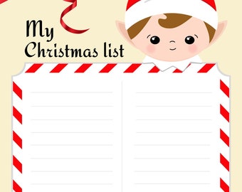 Kids Christmas List, Christmas List Printable, Christmas Printable, Instant Download, Kids Printable, Holiday Printable, Elf, Christmas Elf