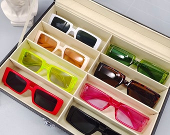 Fashion Geometric Square Small Frame Fluorescent Sunglasses