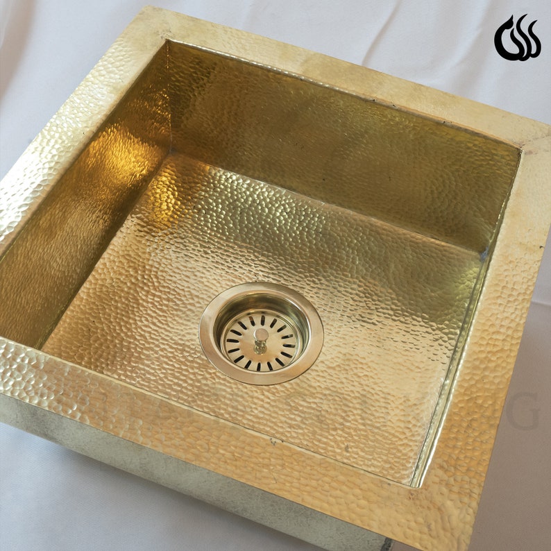 Unlacquered Brass Kitchen Island Solid Undermount Brass Sink Etsy