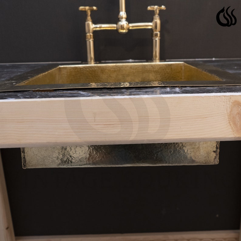Unlacquered Brass Kitchen Island Solid Undermount Brass Sink Etsy