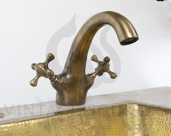 Oil Rubbed Brass vanity faucet, Handcrafted Sink Faucet