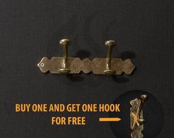 The Moroccan Solid Brass Double Hooks, Solid Brass Clothes Hooks Holder + FREE GIFT