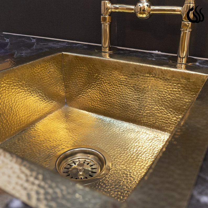 Unlacquered Brass Kitchen Island Solid Undermount Brass Sink Etsy