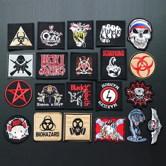 Band Rock Music Punk Badges Iron On Patches Appliques Embroidered Stripes  DIY