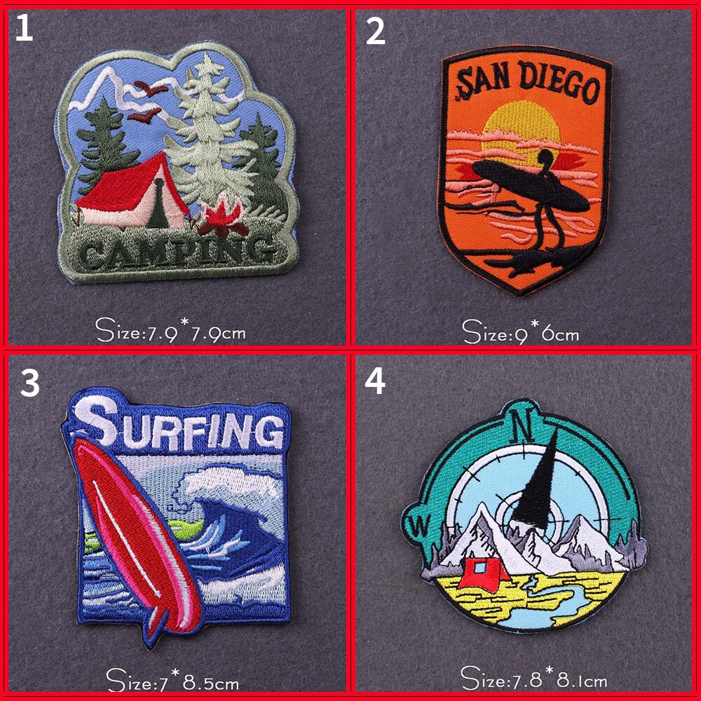 Mountain Camping Embroidered Patches for Clothing Thermoadhesive Patches  Adventure Travel Badges Sewing Applique for Clothes