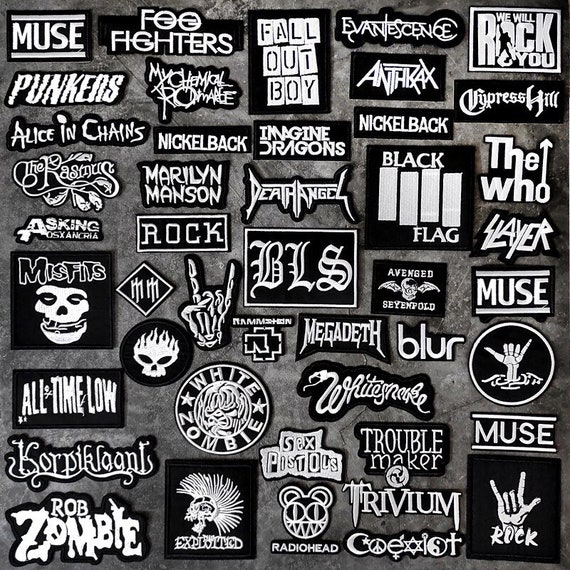 Band Rock Music Punk Badges Iron On Patches Appliques Embroidered Stripes  DIY