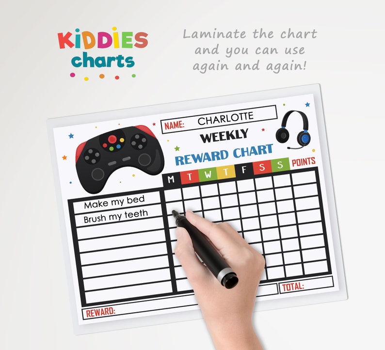 Editable Video Game Reward Chart Printable Kids Chore Chart | Etsy