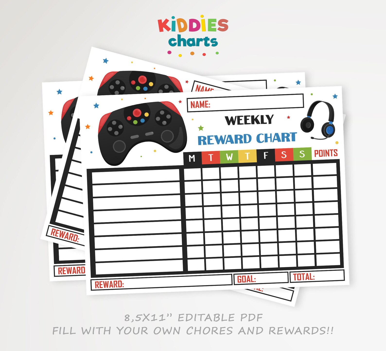 Editable Video Game Reward Chart Printable Kids Chore Chart | Etsy