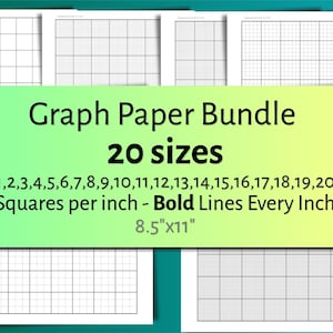 20 sizes - Squares per inch: 1,2,3,4,5,6,7,8,9,10,11,12,13,14,15,16,17,18,19,20 - Bold Lines Every Inch