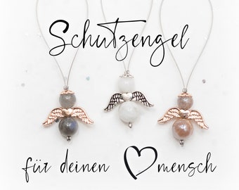 Schutzengel Herzensmensch, Geschenk zum Muttertag, aus Edelstein Mondstein, Sonnenstein oder Labradorit, Glücksbringer