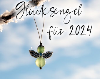 Glücksbringer 2024, Geschenk Neujahr, Auto Schutzengel aus Edelstein Aventurin