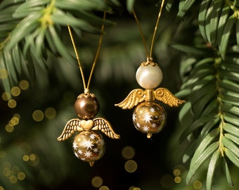 Weihnachtsengel gold, filigran, Baumschmuck, Weihnachtsdeko, Geschenkanhänger mit kleiner Grußkarte