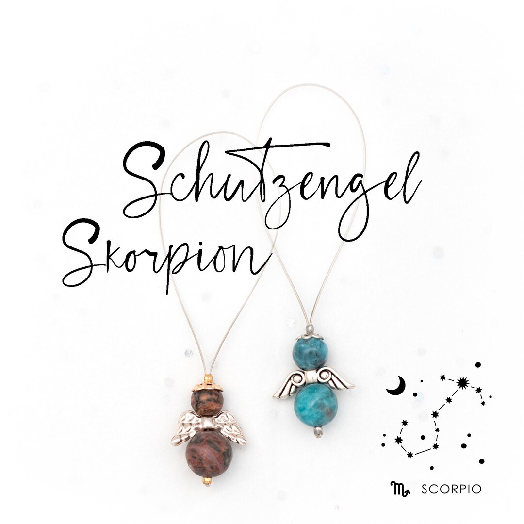 Ange gardien Scorpion en apatite ou jaspe léopard, portebonheur pour