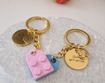 Personalized double key ring | lovers gift | Valentine's Day gift | best friend | personalized valentine's gift | Love gift |