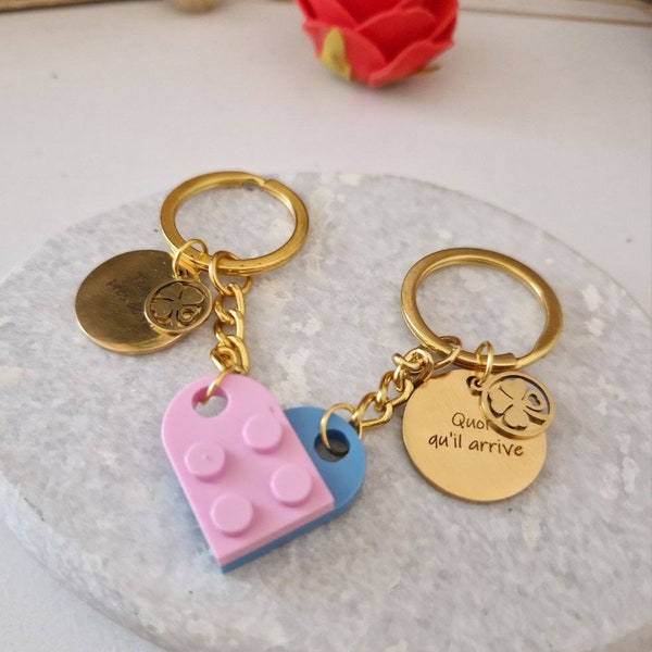 Porte clé personnalisé double | cadeau amoureux |  cadeau Saint Valentin | meilleure amie | cadeau st valentin personnalisé | Cadeau amour |