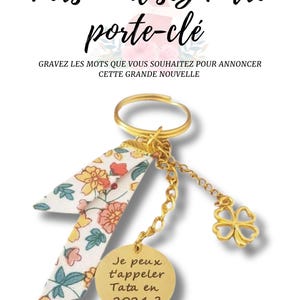 Porte-Clé Personnalisé Annonce Grossesse – Cadeau Future Mamie, Papa, Tonton & Tata – Gravure Texte – Baby Announcement Gift