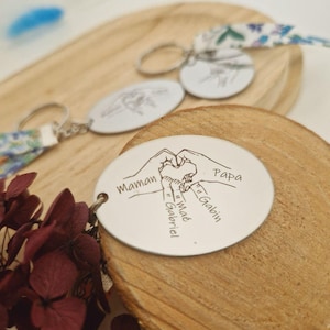 Personalized Mom and Kids Keychain - Engraved Names Gift for Mother&#39;s Day, Christmas, Birthday - Mom Keychain with Kids Names