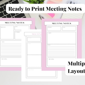 Pink Minimalist Meeting Notes