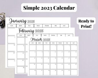 Simple 2023 Black & White Calendar