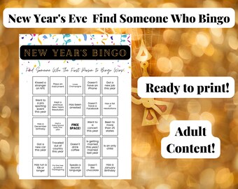New Year&#39;s Eve &quot;Find Someone Who&quot; Bingo Game