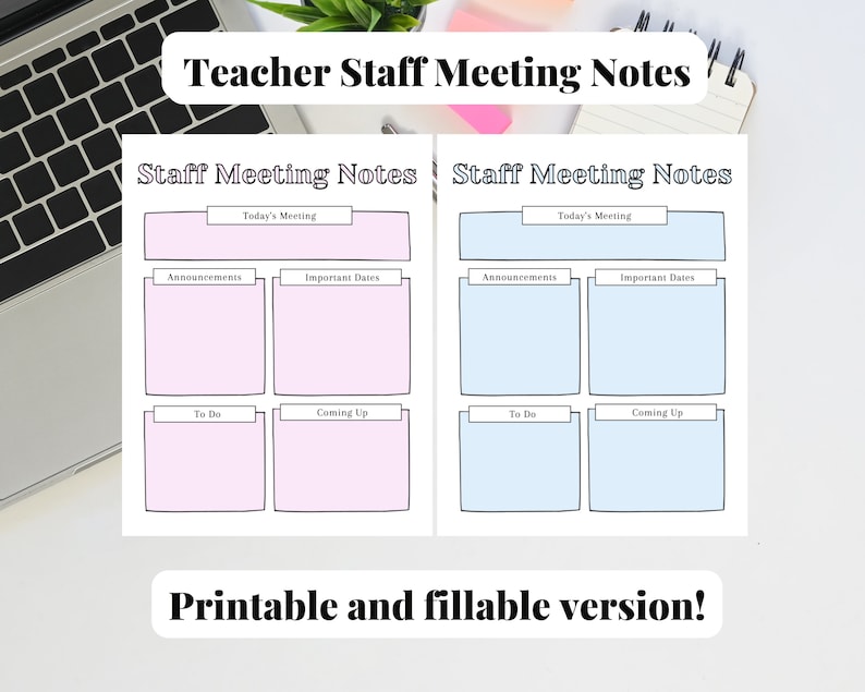 Editable Teacher Staff Meeting Notes Etsy