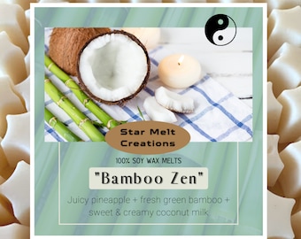 Bamboo Zen 100% Soy Wax Melts, Strongly Scented, Tropical Wax Melts, Coconut Wax Melts, Pineapple Wax Melts, Fresh, Aromatherapy, Meditation