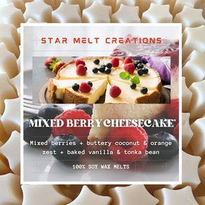 Berry Cheesecake 100% Soy Wax Melts, Strong Scented, Long Lasting, Fruity Wax Melts, Bakery Wax Melts, Dessert Wax Melts, Food Wax Melts