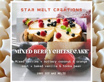 Mixed Berry Cheesecake 100% Soy Wax Melts, Berry Scented