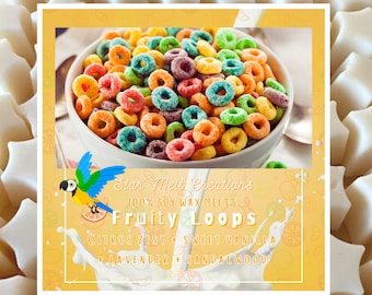 Fruity Loops 100% Soy Wax Melts, Strongly Scented, Long Lasting, Fruit Wax Melts, Fruity Pebbles, Cereal Wax Melts, Fruity Wax Melt
