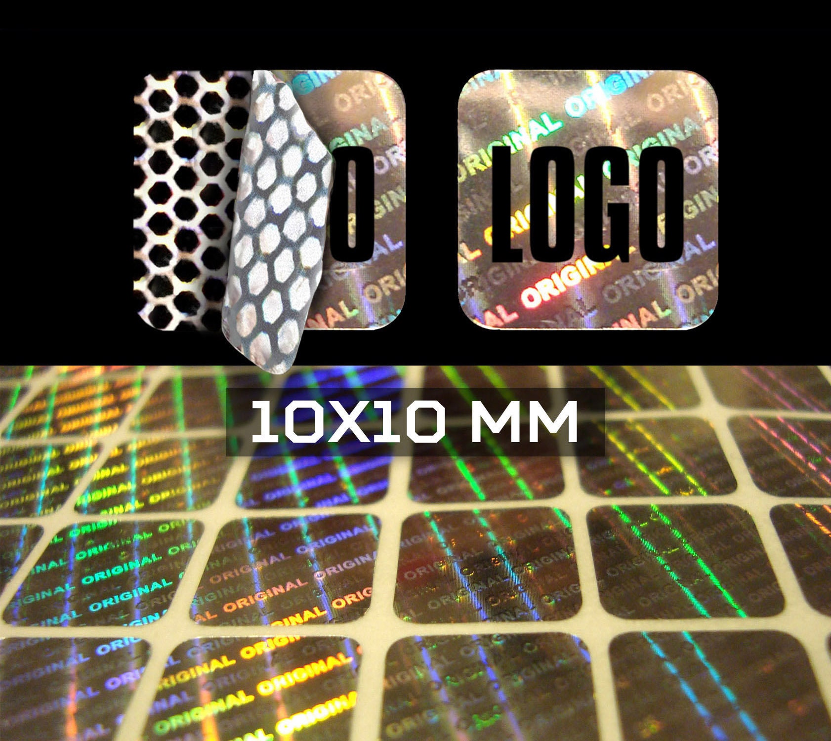 243 Custom Print Hologram Warranty Security Sticker Labels – 0.6x0.6 Inches – Mondo Etichette