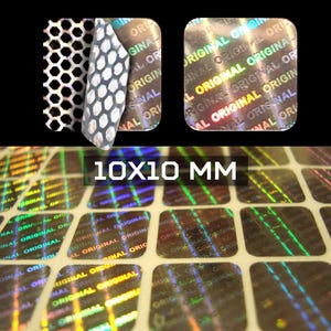 Warranty seals hologram tamper proof labels 0.4x0.4 inch (10x10 mm)