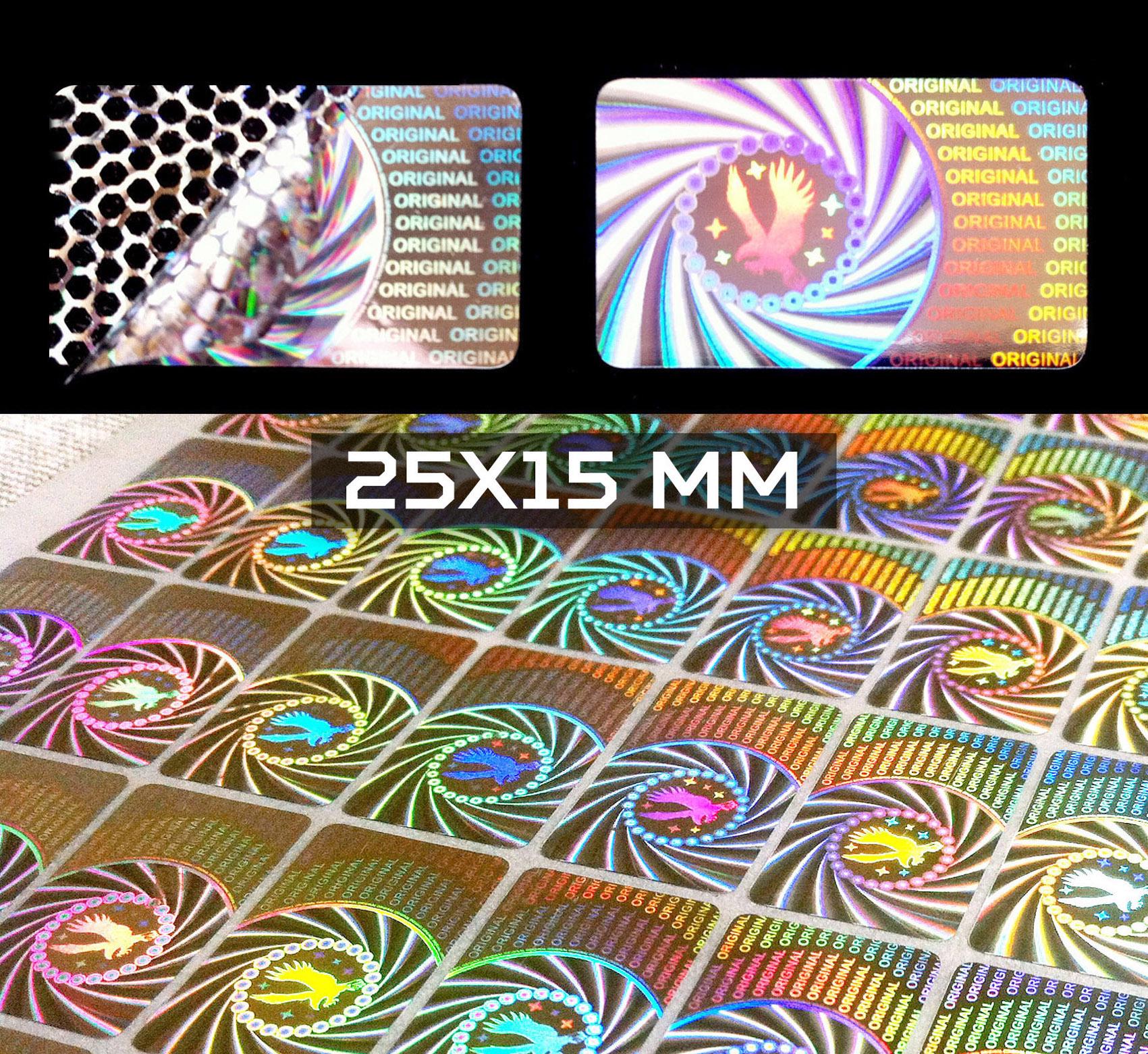 Hologram seals for guarantee, security, adhesive labels, tamper evident stickers Ø 25 mm (1 inch)